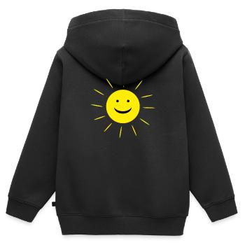 Soleil bonne humeur - Sweat Premium à capuche zippé enfant bio - noir - Dos - AI Model Kid Male (0cm)