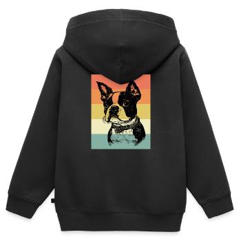Boston Terrier - Sweat Premium à capuche zippé enfant bio - noir - Dos - AI Model Kid Male (0cm)