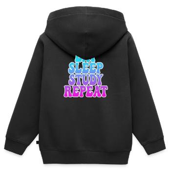 Manger dormir Étudier - Sweat Premium à capuche zippé enfant bio - noir - Dos - AI Model Kid Male (0cm)