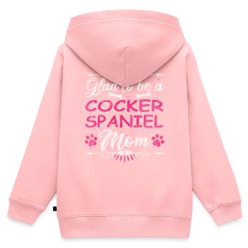 Maman de chien heureuse d’être une maman Cocker Spaniel - Sweat Premium à capuche zippé enfant bio - rose - Dos - AI Model Kid Female (0cm)