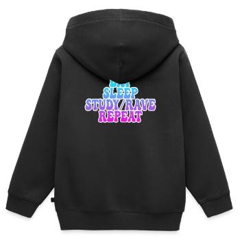 Study and Raven - Kids Premium Organic Zip-up Hoodie - black - Back - AI Model Kid Male (0cm)