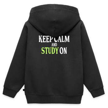 Study Saying - Kids Premium Organic Zip-up Hoodie - black - Back - AI Model Kid Male (0cm)
