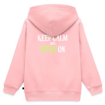 Study Saying - Kids Premium Organic Zip-up Hoodie - rose - Back - AI Model Kid Female (0cm)