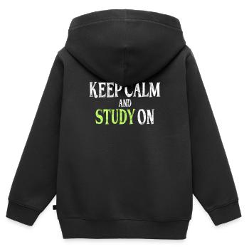 Study Saying - Kids Premium Organic Zip-up Hoodie - black - Back - AI Model Kid Male (0cm)