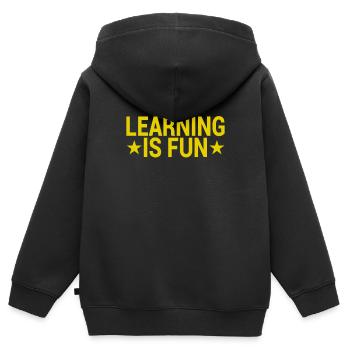 Learning Fun Saying - Kids Premium Organic Zip-up Hoodie - black - Back - AI Model Kid Male (0cm)