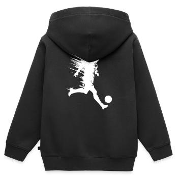 Silhouette de footballeur - Sweat Premium à capuche zippé enfant bio - noir - Dos - AI Model Kid Male (0cm)