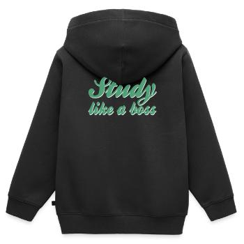 Study Saying - Kids Premium Organic Zip-up Hoodie - black - Back - AI Model Kid Male (0cm)