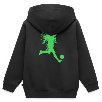 Silhouette de footballeur - Sweat Premium à capuche zippé enfant bio - noir - Dos - AI Model Kid Male (0cm)