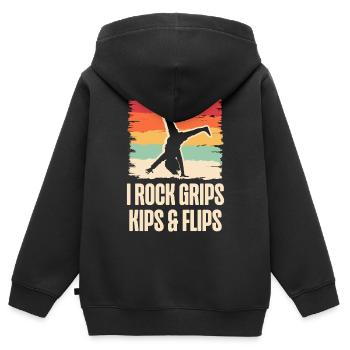 I Rock Grips Kipps And Flips Cartwheel Gymnast - Sweat Premium à capuche zippé enfant bio - noir - Dos - AI Model Kid Male (0cm)