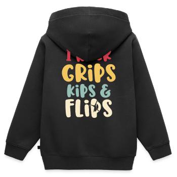 I Rock Grips Kipps And Flips Cartwheel Gymnast - Sweat Premium à capuche zippé enfant bio - noir - Dos - AI Model Kid Male (0cm)