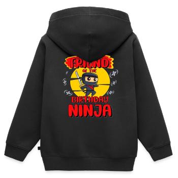 Ninja Birthday Party Friend Of The Birthday Ninja - Kinder Premium Organic Zip Hoodie - Schwarz - Hinten - AI Model Kid Male (0cm)