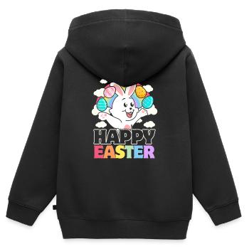 Frohe Ostern - weiße Kaninchen-Ostereier - Kinder Premium Organic Zip Hoodie - Schwarz - Hinten - AI Model Kid Male (0cm)