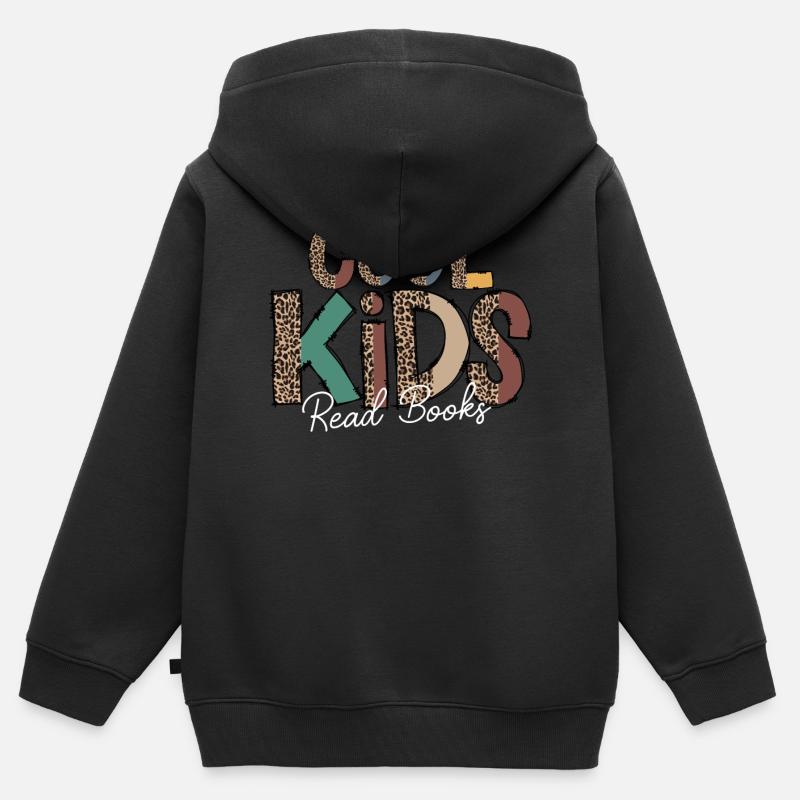 Cool Kids Read Books - Sweat Premium à capuche zippé enfant bio - noir