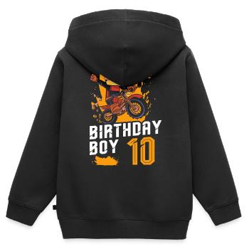 Dirt Bike Motocross 10 Years Old 10th Birthday Boy - Kinder Premium Organic Zip Hoodie - Schwarz - Hinten - AI Model Kid Male (0cm)