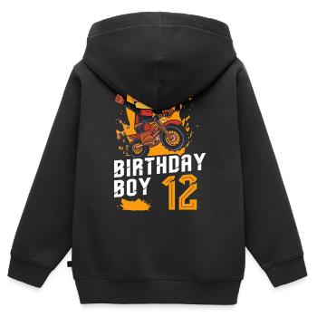 Dirt Bike Motocross 12 Years Old 12th Birthday Boy - Kinder Premium Organic Zip Hoodie - Schwarz - Hinten - AI Model Kid Male (0cm)