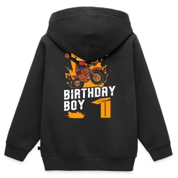 Dirt Bike Motocross 1 Years Old 1st Birthday Boy - Kinder Premium Organic Zip Hoodie - Schwarz - Hinten - AI Model Kid Male (0cm)