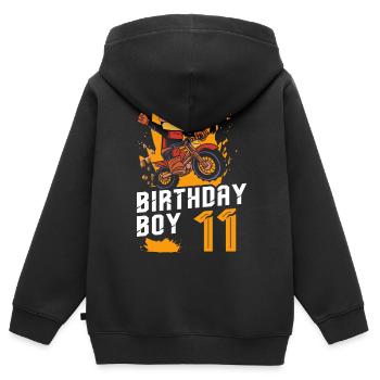 Dirt Bike Motocross 11 Years Old 11th Birthday Boy - Kinder Premium Organic Zip Hoodie - Schwarz - Hinten - AI Model Kid Male (0cm)