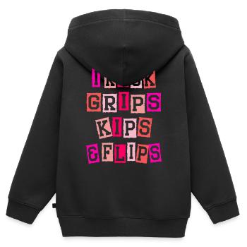 I Rock Grips Kipps And Flips Cartwheel Gymnast - Sweat Premium à capuche zippé enfant bio - noir - Dos - AI Model Kid Male (0cm)