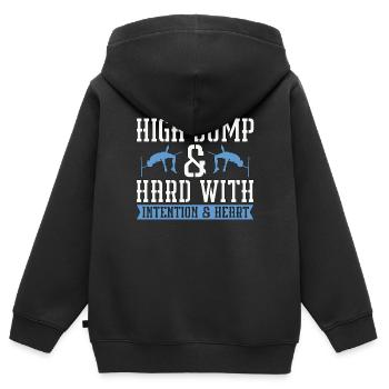Jump High & Hard With Intention Running High Jump - Kids Premium Organic Zip-up Hoodie - black - Back - AI Model Kid Male (0cm)