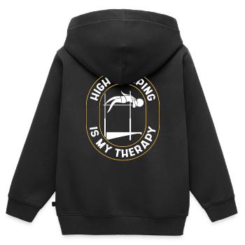 High Jump Is My Therapy Athletics Running Jumping - Kids Premium Organic Zip-up Hoodie - black - Back - AI Model Kid Male (0cm)
