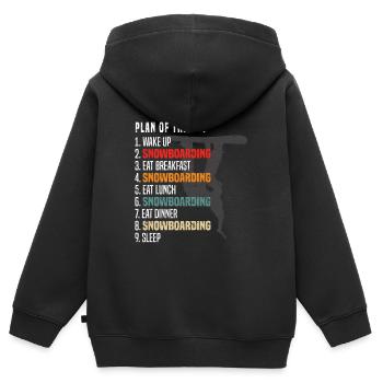 Plan de jour du snowboarder - Plan de snowboard du Da - Sweat Premium à capuche zippé enfant bio - noir - Dos - AI Model Kid Male (0cm)