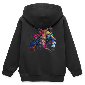 Lion coloré Big Cat Kuns Animal Gift Africa Zoo - Sweat Premium à capuche zippé enfant bio - noir - Dos - AI Model Kid Male (0cm)