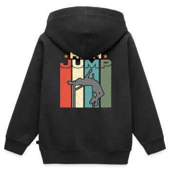 Saut en hauteur Saut en hauteur Saut à la perche Saut en hauteur - Sweat Premium à capuche zippé enfant bio - noir - Dos - AI Model Kid Male (0cm)