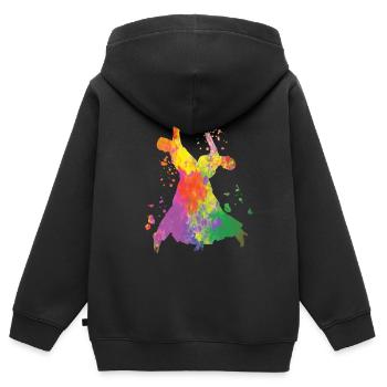 Danse de salon Slow Fox Quickstep - Sweat Premium à capuche zippé enfant bio - noir - Dos - AI Model Kid Male (0cm)