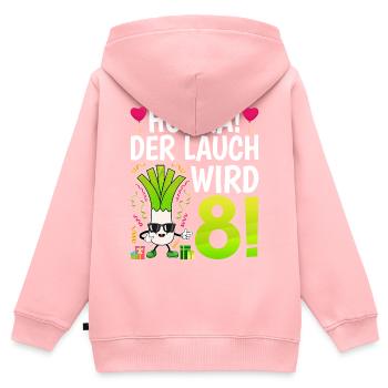 Hurra der Lauch wird 8 - Kinder Premium Organic Zip Hoodie - Rosa - Hinten - AI Model Kid Female (0cm)