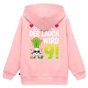 Hurra der Lauch wird 9 - Kinder Premium Organic Zip Hoodie - Rosa - Hinten - AI Model Kid Female (0cm)