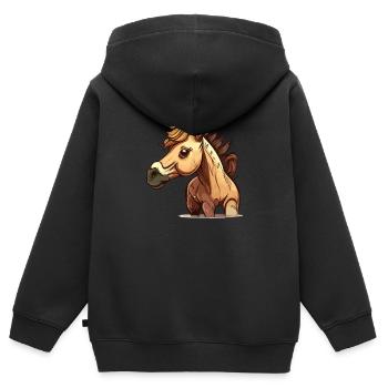 Pferd comic cartoon style - Kinder Premium Organic Zip Hoodie - Schwarz - Hinten - AI Model Kid Male (0cm)