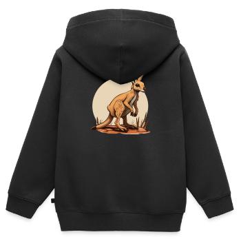 Känguru comic cartoon Style - Kinder Premium Organic Zip Hoodie - Schwarz - Hinten - AI Model Kid Male (0cm)