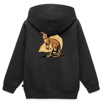 Känguru comic cartoon Style - Kinder Premium Organic Zip Hoodie - Schwarz - Hinten - AI Model Kid Male (0cm)
