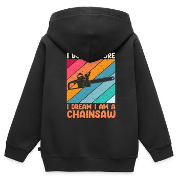 Ronflement à la tronçonneuse drôle - Sweat Premium à capuche zippé enfant bio - noir - Dos - AI Model Kid Male (0cm)