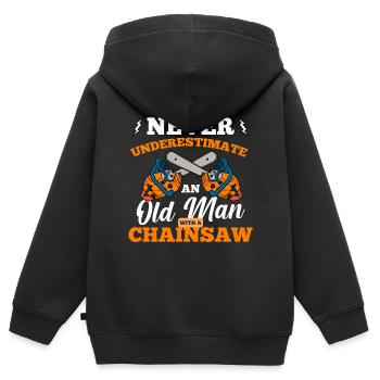 Cadeau à la tronçonneuse - Sweat Premium à capuche zippé enfant bio - noir - Dos - AI Model Kid Male (0cm)