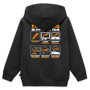 Tronçonneuse - Sweat Premium à capuche zippé enfant bio - noir - Dos - AI Model Kid Male (0cm)