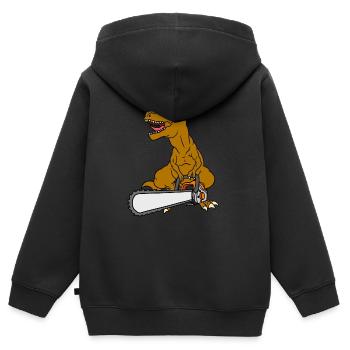 T-Rex Tronçonneuse - Sweat Premium à capuche zippé enfant bio - noir - Dos - AI Model Kid Male (0cm)