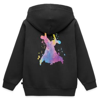 Valse viennoise Danses de salon - Sweat Premium à capuche zippé enfant bio - noir - Dos - AI Model Kid Male (0cm)