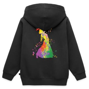 Femme flamenco avec robe flamenco - Sweat Premium à capuche zippé enfant bio - noir - Dos - AI Model Kid Male (0cm)