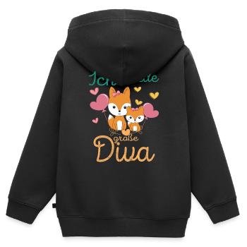 Werde Große Diva Fuchs Schwestern - Kinder Premium Organic Zip Hoodie - Schwarz - Hinten - AI Model Kid Male (0cm)