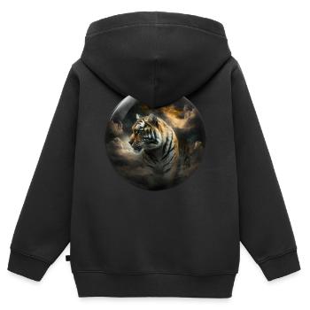 Tiger Glas Kugel Wolke Raubkatze Geschenk Kunst - Kinder Premium Organic Zip Hoodie - Schwarz - Hinten - AI Model Kid Male (0cm)