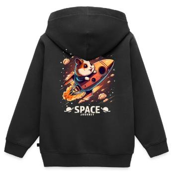 Astronaut Hamster Hamsterliebhaber Weltall Design - Kinder Premium Organic Zip Hoodie - Schwarz - Hinten - AI Model Kid Male (0cm)