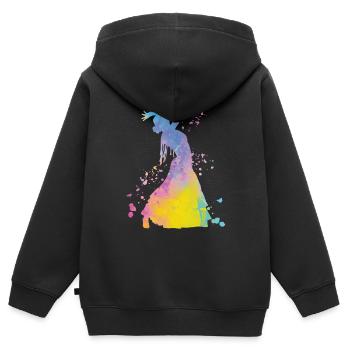 Femme flamenco avec robe flamenco - Sweat Premium à capuche zippé enfant bio - noir - Dos - AI Model Kid Male (0cm)