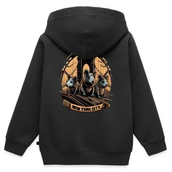 New York City Brooklyn Bridge Rat Plague - Kids Premium Organic Zip-up Hoodie - black - Back - AI Model Kid Male (0cm)