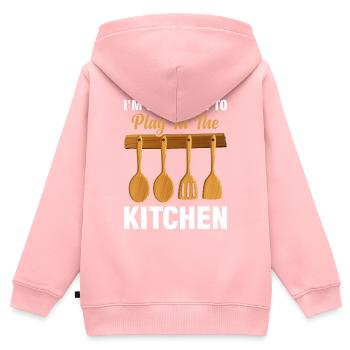I'm Just Here To Play In The Kitchen Chef Kitchen - Kinder Premium Organic Zip Hoodie - Rosa - Hinten - AI Model Kid Female (0cm)