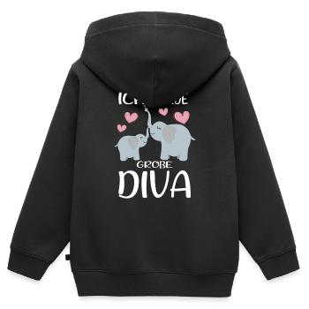 Devenez une grande sœur Diva annonce un éléphant - Sweat Premium à capuche zippé enfant bio - noir - Dos - AI Model Kid Male (0cm)
