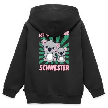 Je vais être une grande sœur idées koala girl - Sweat Premium à capuche zippé enfant bio - noir - Dos - AI Model Kid Male (0cm)