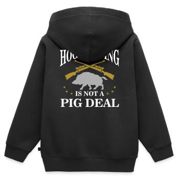 Chasse au cochon, chasseurs de sangliers - Sweat Premium à capuche zippé enfant bio - noir - Dos - AI Model Kid Male (0cm)