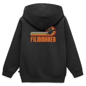 Cinéaste Cinéaste Caméra Rétro Cinématographe - Sweat Premium à capuche zippé enfant bio - noir - Dos - AI Model Kid Male (0cm)