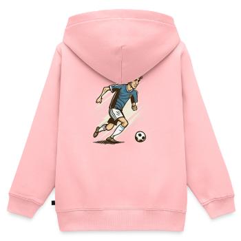 Style dessin animé de football - Sweat Premium à capuche zippé enfant bio - rose - Dos - AI Model Kid Female (0cm)